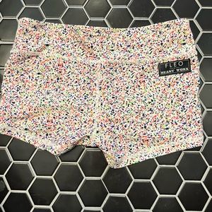 Fleo white confetti work out CrossFit shorts